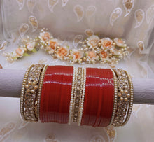 Load image into Gallery viewer, UNIQUE TRADITIONAL RED CHOORA BANGLES SET
