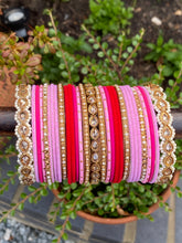 Load image into Gallery viewer, Red and pink customised BANGLE SET
