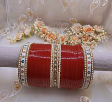 Load image into Gallery viewer, TRADITIONAL RED CHOORA BANGLES SET
