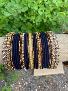 Antique gold and Navy Bangles set