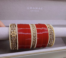 Load image into Gallery viewer, UNIQUE TRADITIONAL RED CHOORA BANGLES SET
