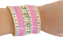 Load image into Gallery viewer, PINK UNIQUE STYLISH  TRADITIONAL RED CHOORA BANGLES SET
