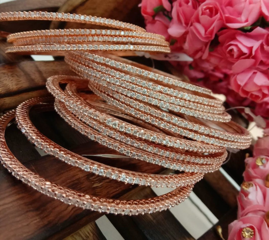 Rose Gold AD Thin Bangles