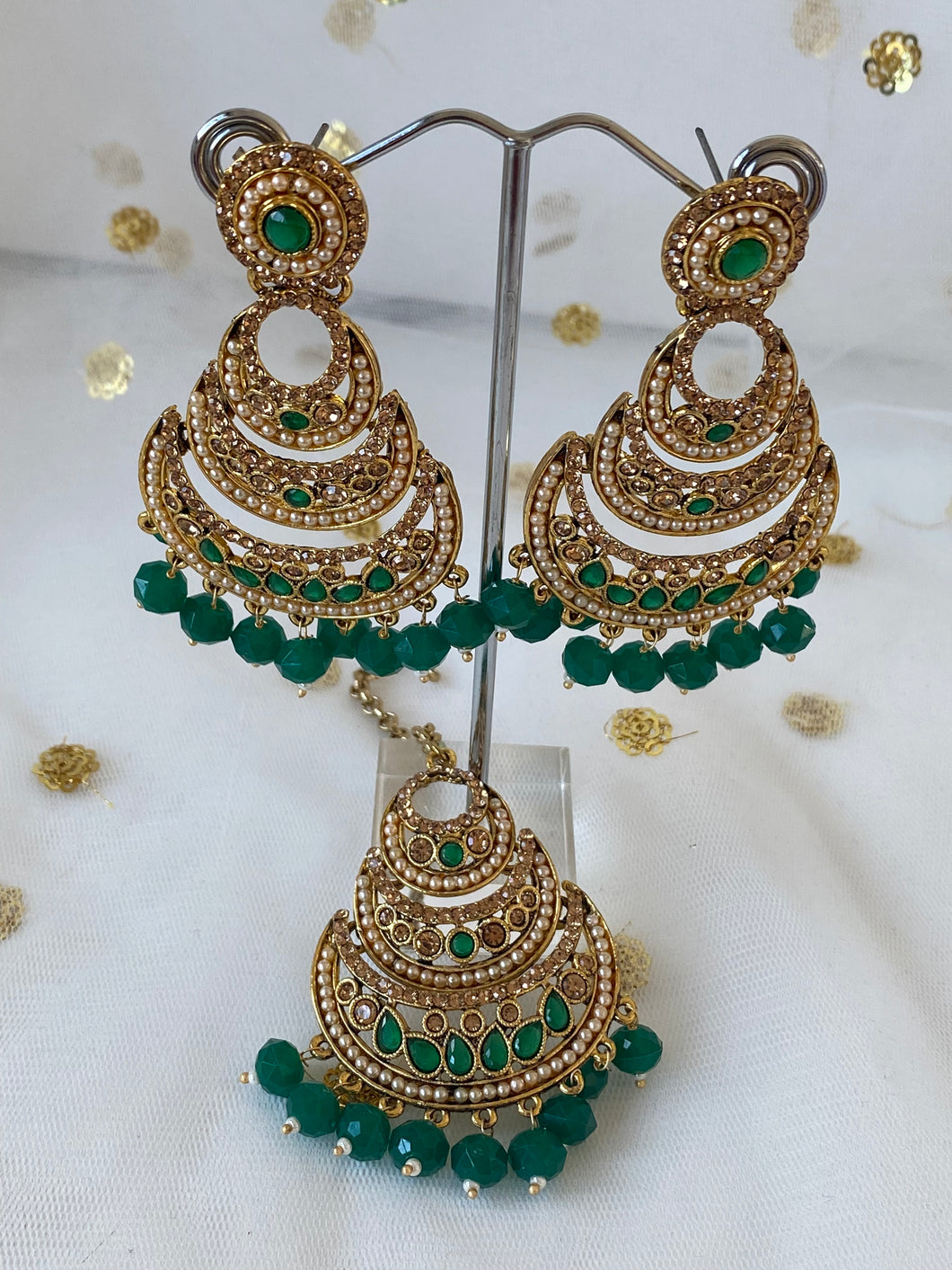 'PRABH' ANTIQUE GOLD Tikka Set - VARIOUS COLOUR