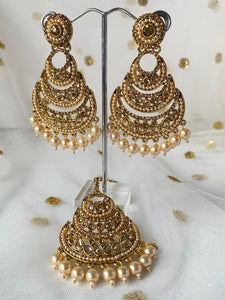 'PRABH' ANTIQUE GOLD Tikka Set - VARIOUS COLOUR