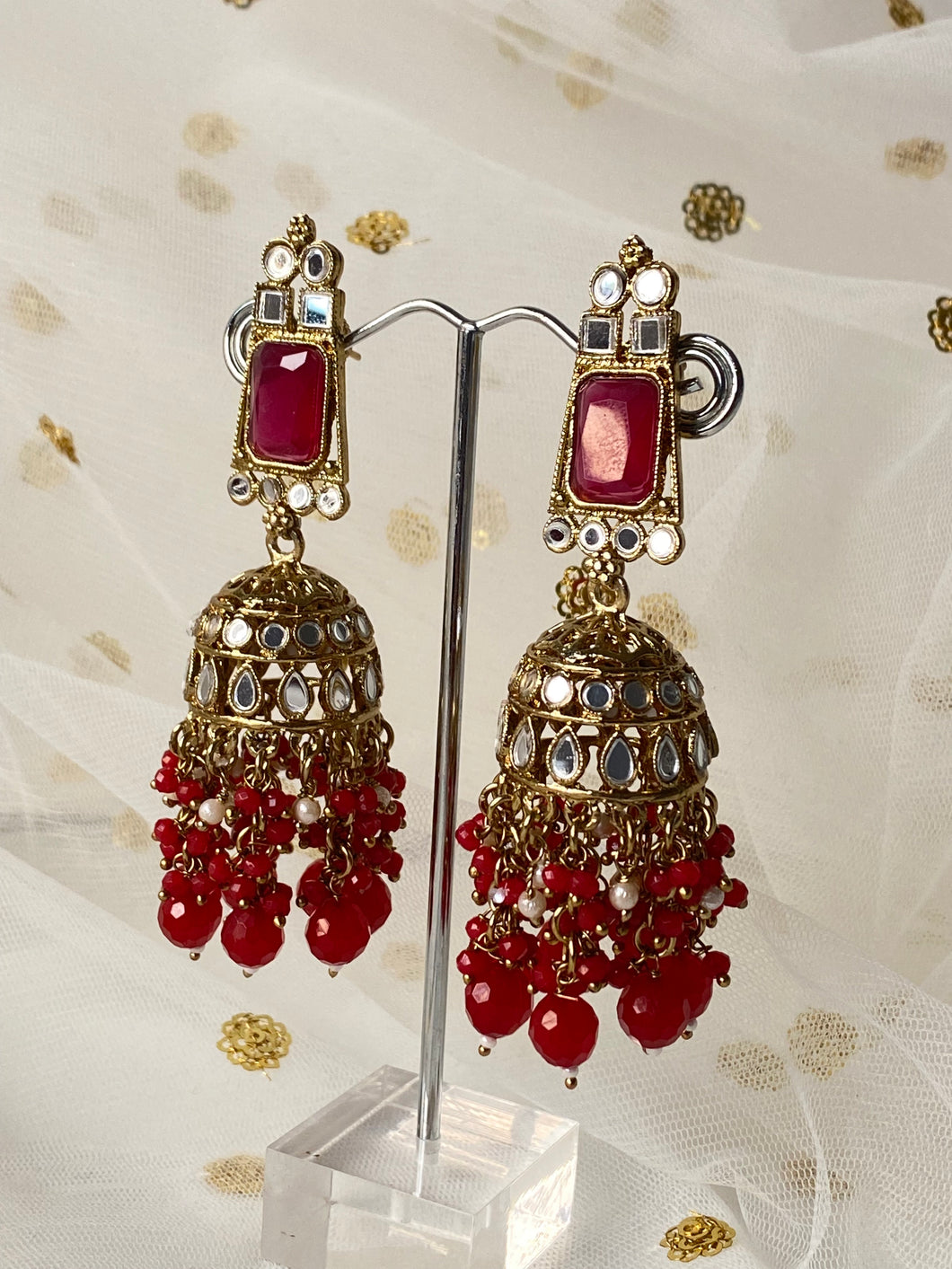 'ASIS' ANTIQUE GOLD Mirror and Pearl Earrings - Various colours