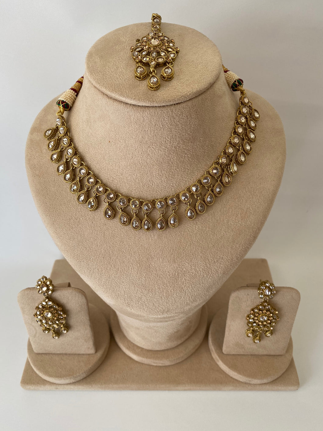 CHANCY Antique gold Polki Kundan necklace Set