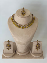 Load image into Gallery viewer, CHANCY Antique gold Polki Kundan necklace Set - YELLOW
