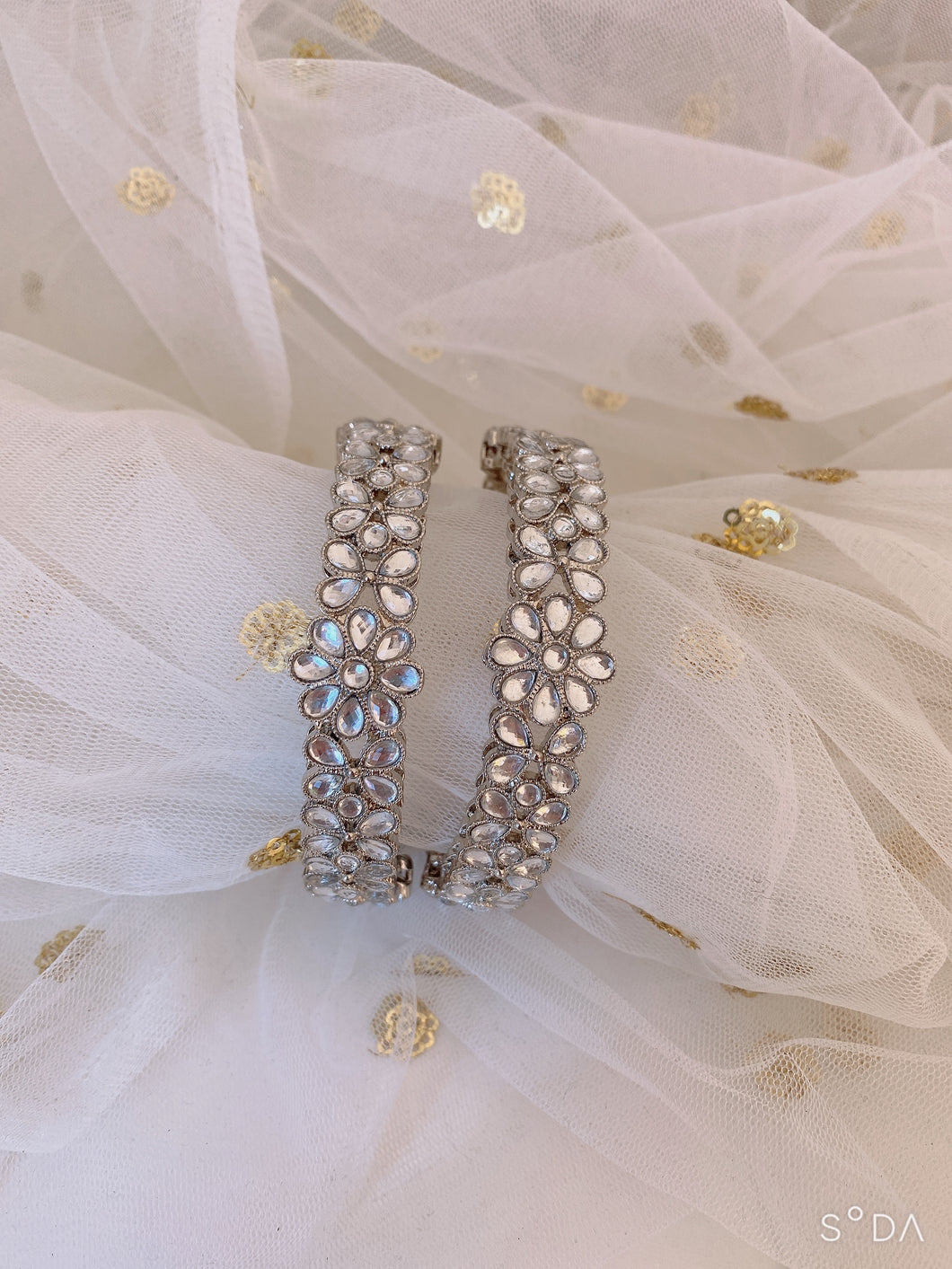 PAIR OF SILVER 'JASMINE' BANGLES