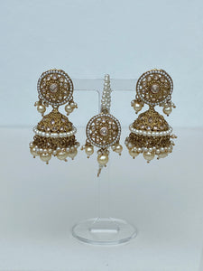 Aleena Earrings & Tikka set  - Gold