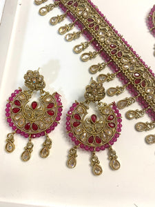 ANTIQUE GOLD 'NOOR' NECKLACE SET - RUBY