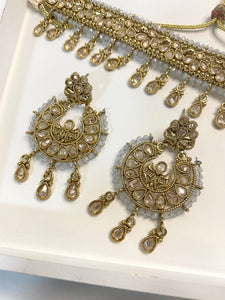 ANTIQUE GOLD 'NOOR' NECKLACE SET - GREY