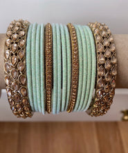 Load image into Gallery viewer, Mint and Gold BANGLE SET
