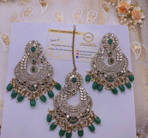 Mirror Oversized Tikka Set - Emerald Green