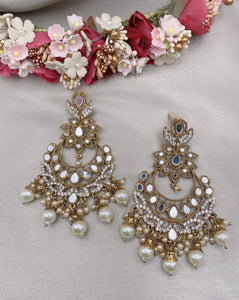 Mirror Oversized Earrings- Gold & White